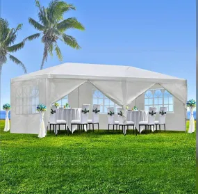 10'x20' Outdoor Gazebo Canopy Tent Durable Pavilion For Events W/ 6 Sidewalls