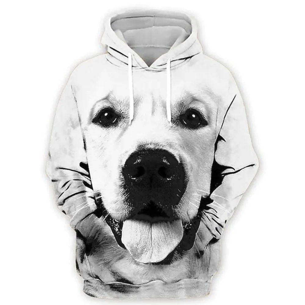 3D Graphic Printed Dog Pattern Hoodies