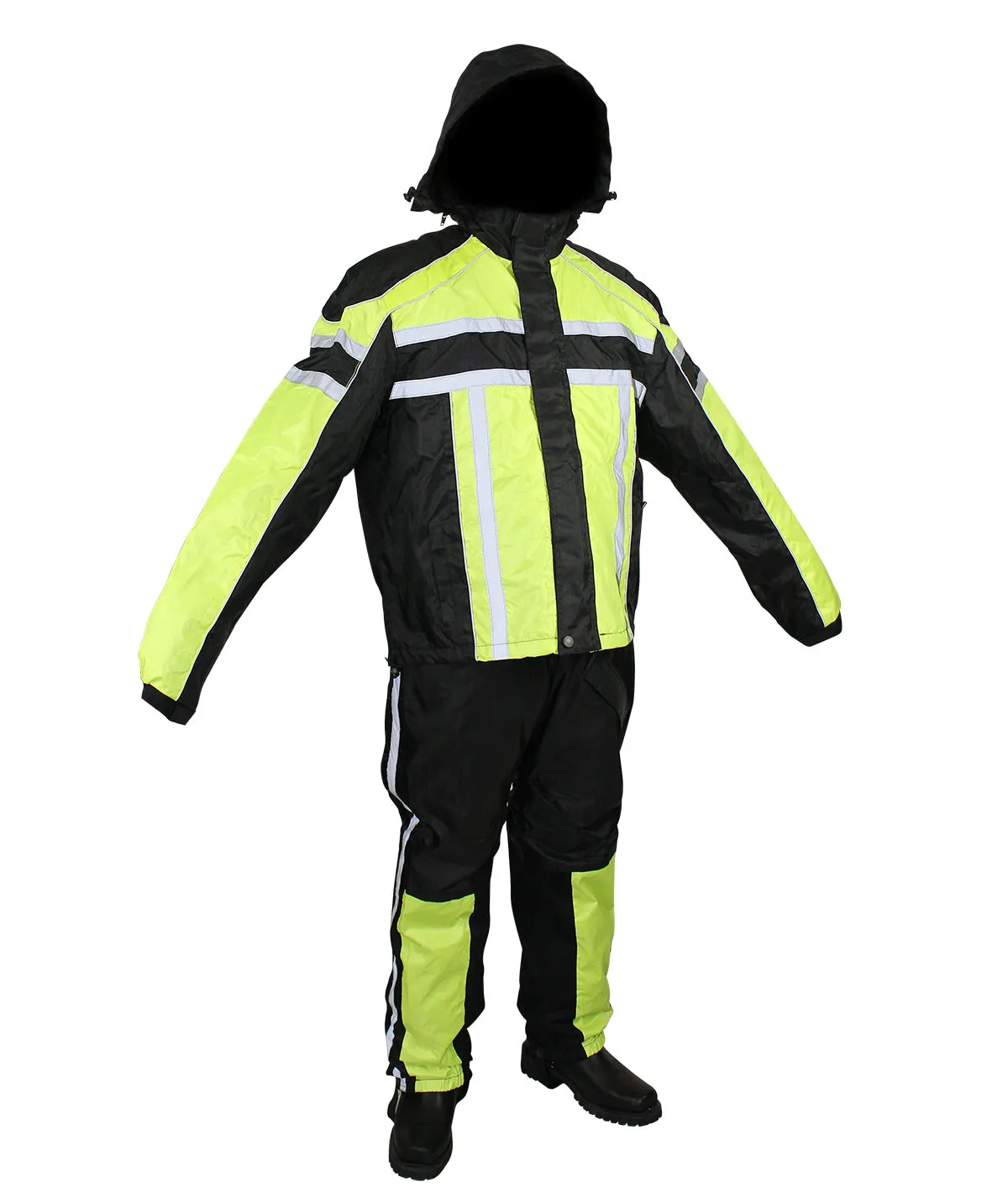 Black/Flourescent Textile Two-Piece Rain Suit By Dream Apparel®