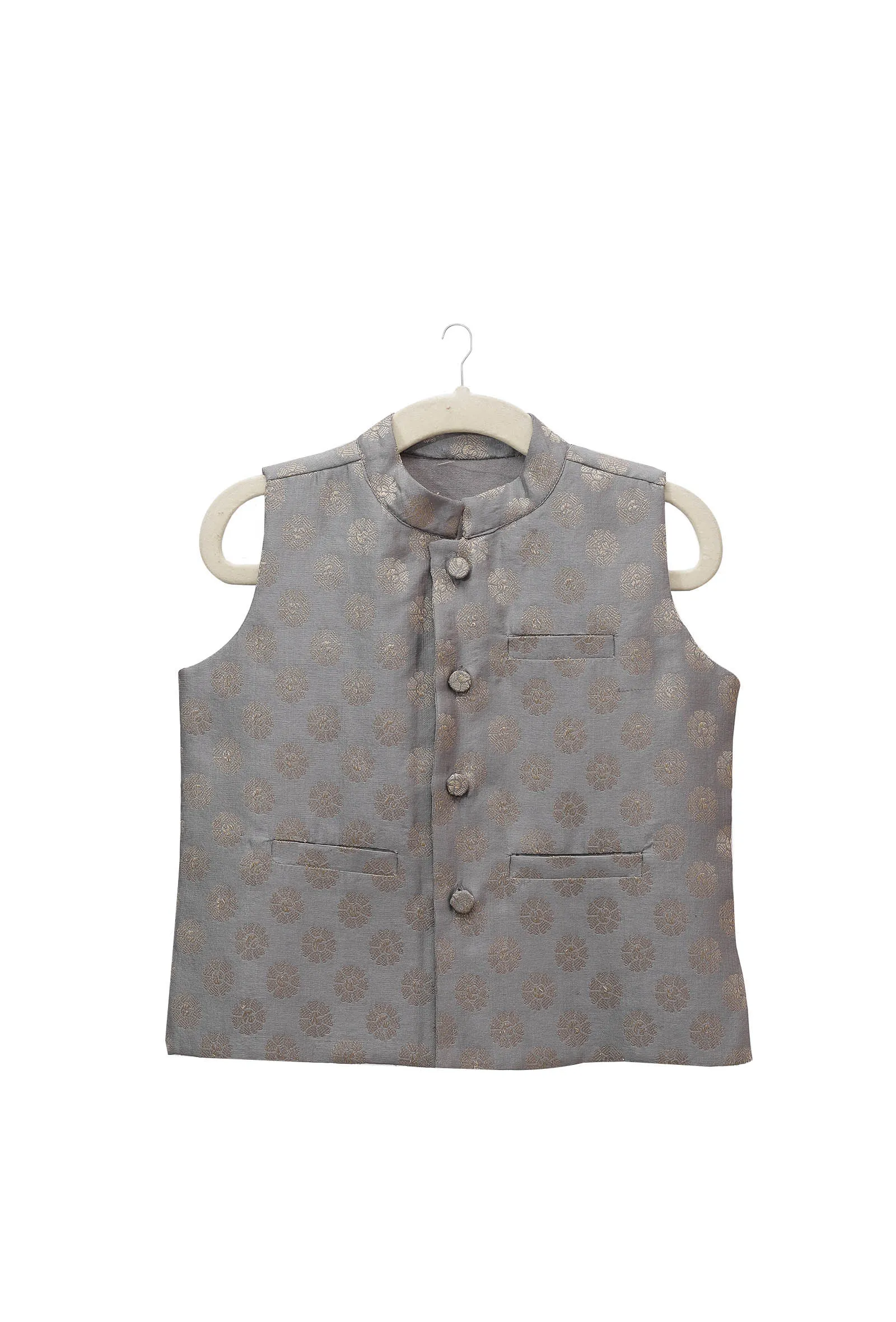 Dusty Grey Brocade Nehru Jacket