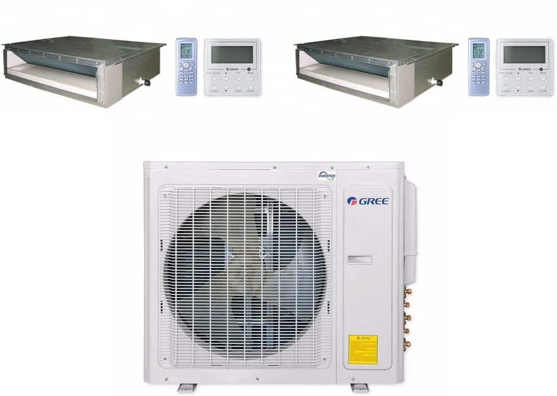 GREE Multi  Ultra Series 24,000 BTU 2-Zone Concealed Duct 12K 12K Ductless Mini-Split System