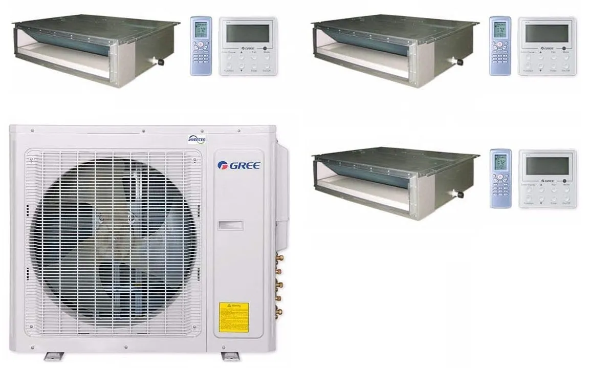 GREE Multi  Ultra Series 36,000 BTU 3-Zone Concealed Duct 9K 9K 24K Ductless Mini-Split System