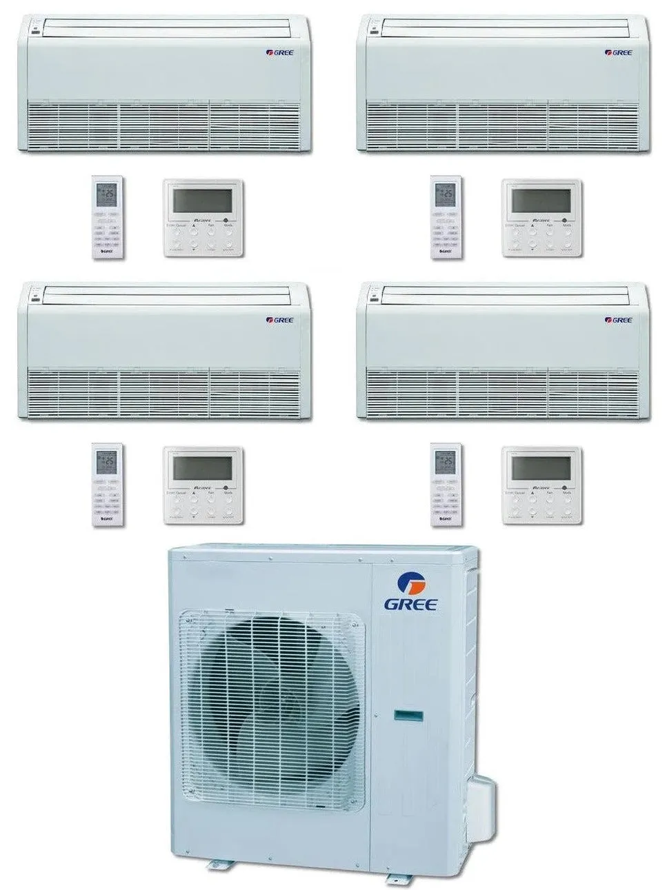 GREE Multi  Ultra Series 36,000 BTU 4-Zone Universal Floor/Ceiling 9K 9K 9K 9K Ductless Mini-Split System