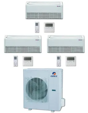 GREE Multi  Ultra Series 42,000 BTU 3-Zone Universal Floor/Ceiling 9K 9K 24K Ductless Mini-Split System