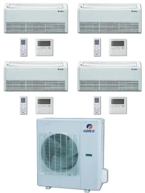 GREE Multi  Ultra Series 42,000 BTU 4-Zone Universal Floor/Ceiling 9K 9K 18K 24K Ductless Mini-Split System