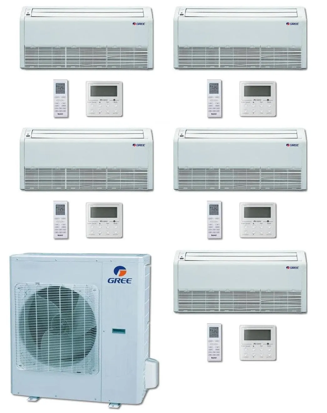 GREE Multi  Ultra Series 42,000 BTU 5-Zone Universal Floor/Ceiling 9K 9K 9K 9K 24K Ductless Mini-Split System