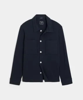 Herringbone Knit Overshirt in Classic Navy