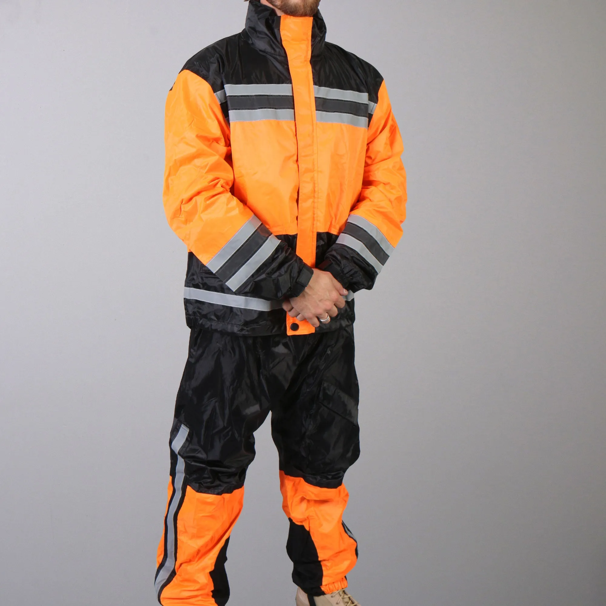 Hot Leathers RGU1004 Orange and Black Unisex Motorcycle style Waterproof Biker Rain Suit