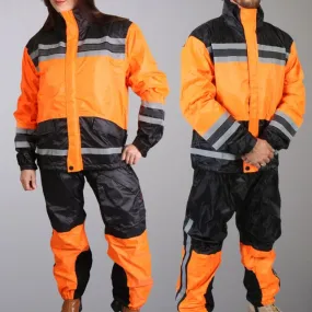 Hot Leathers RGU1004 Orange and Black Unisex Motorcycle style Waterproof Biker Rain Suit