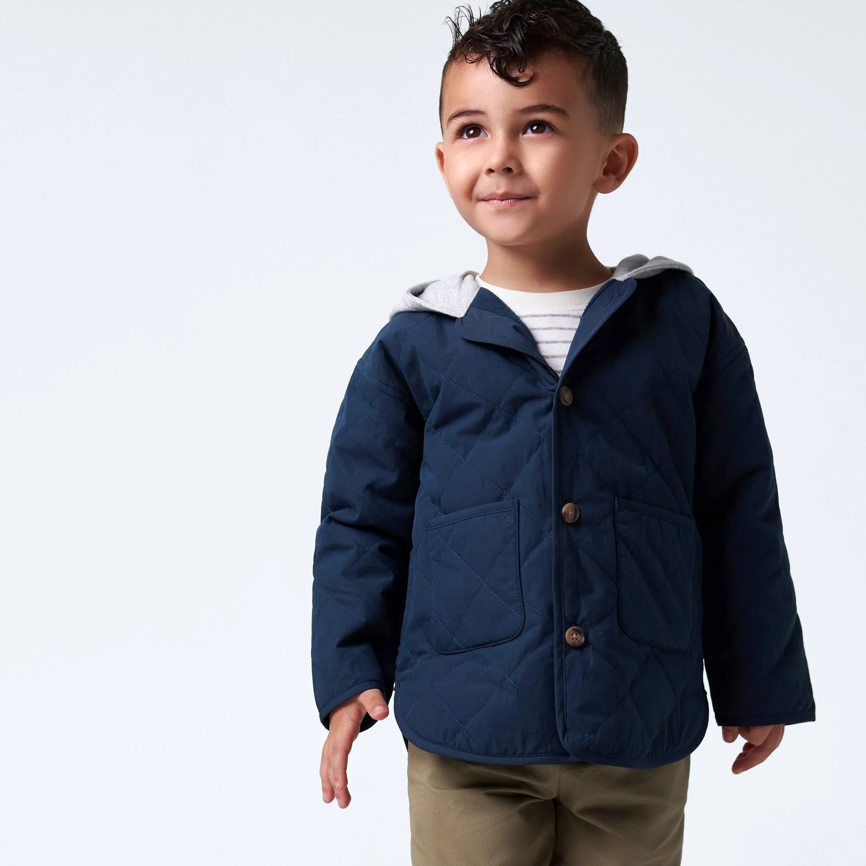 Infant & Toddler Boys Navy Quilted Hooded Jacket