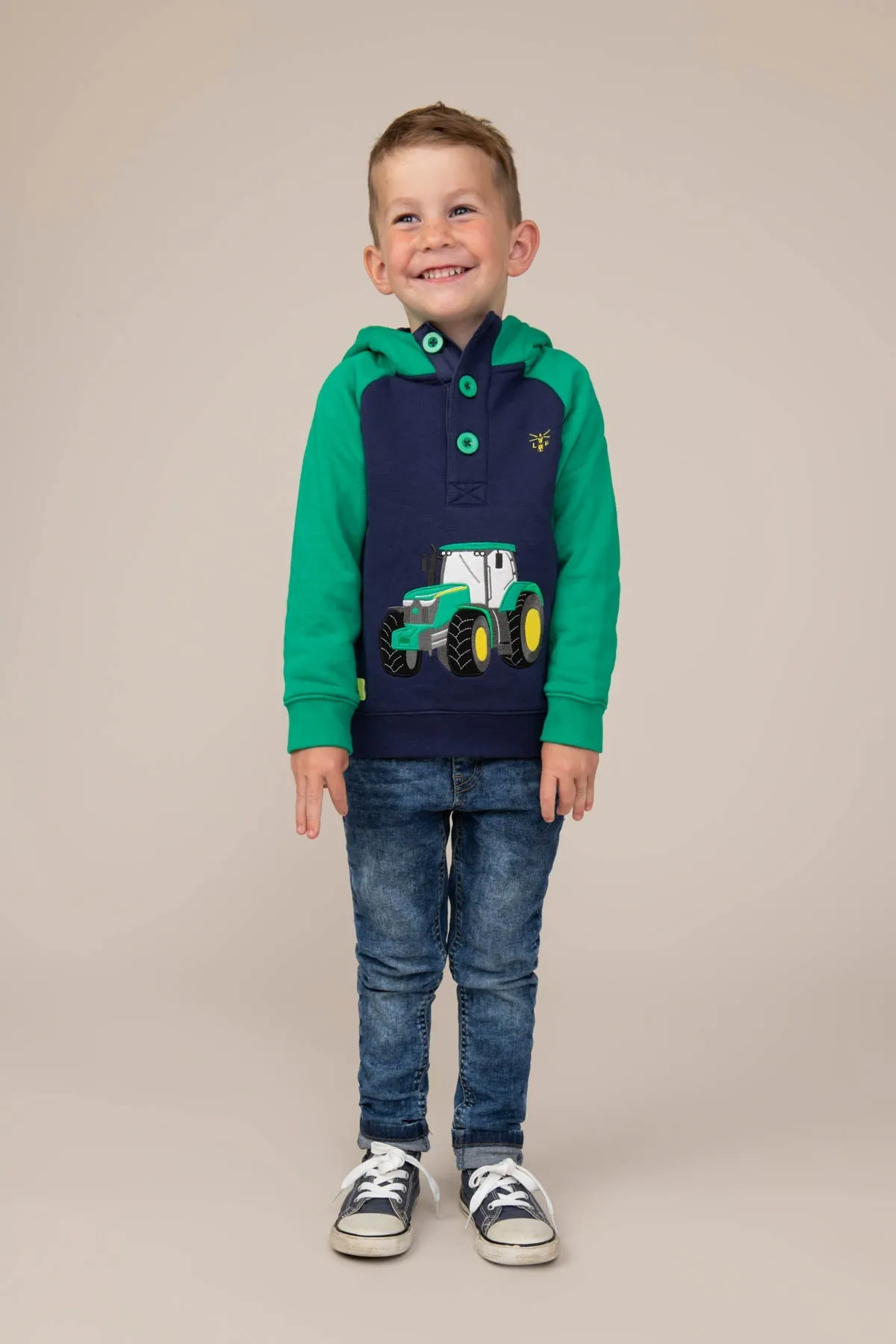 Jack Hoodie - Green Tractor Applique