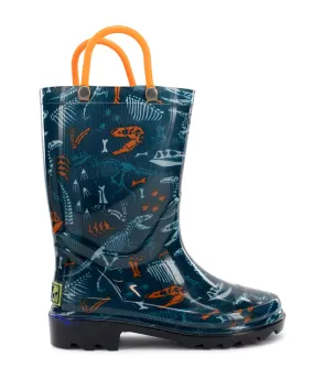 Kids Fossilized Lighted Rain Boot - Navy