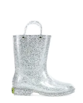 Kids Glitter Rain Boot - Silver