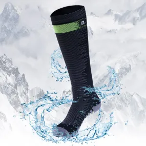 LEAKDRY Merino Wool Thermal-lite Waterproof Socks Knee High Black&Green