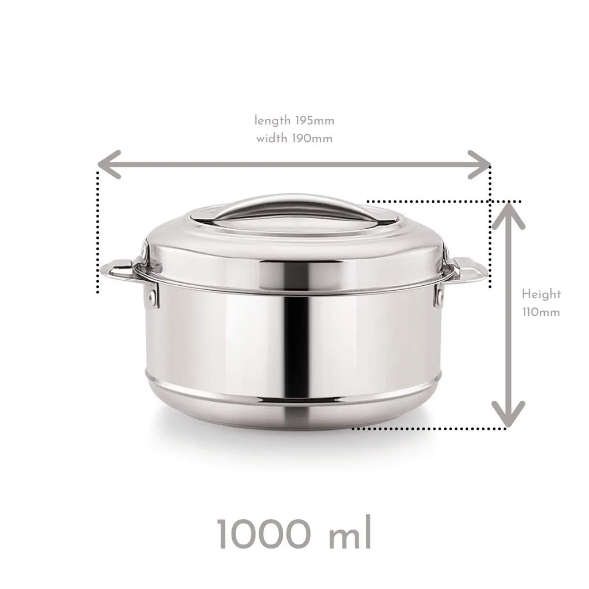 Magnus Rio Stainless Steel Casserole with Stainless Steel Lid - Set of 2 (1000 ml   3000 ml)