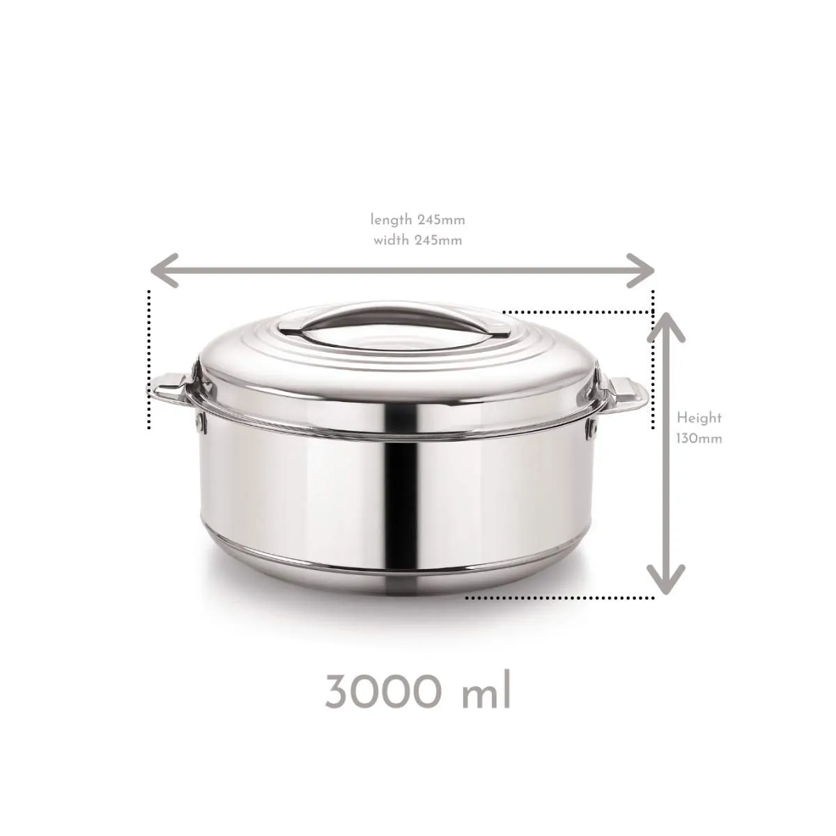 Magnus Rio Stainless Steel Casserole with Stainless Steel Lid - Set of 2 (1000 ml   3000 ml)