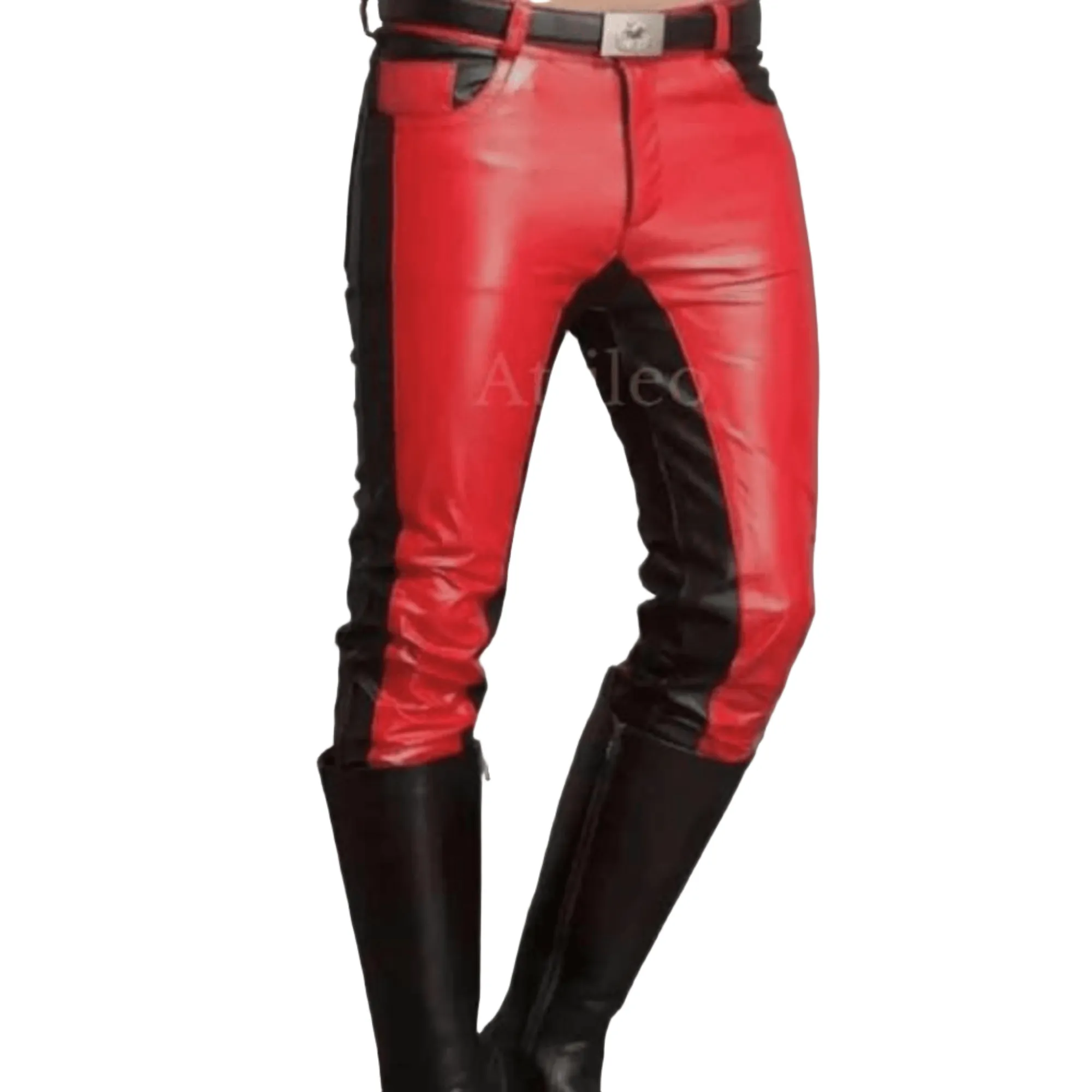 Men's Red Leather Pants