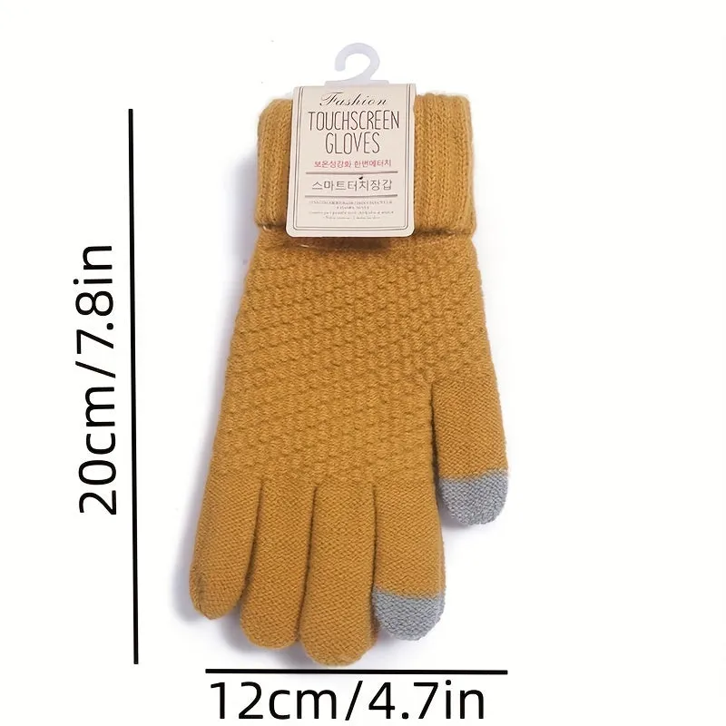 Winter Gloves For Women Plus Velvet Thickened Cold Lovely Cycling Touch Screen Warm Knit Gloves